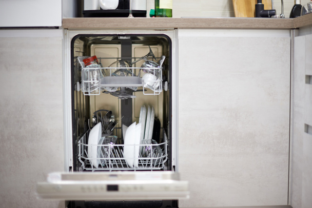dishwasher machine in modern kitchen